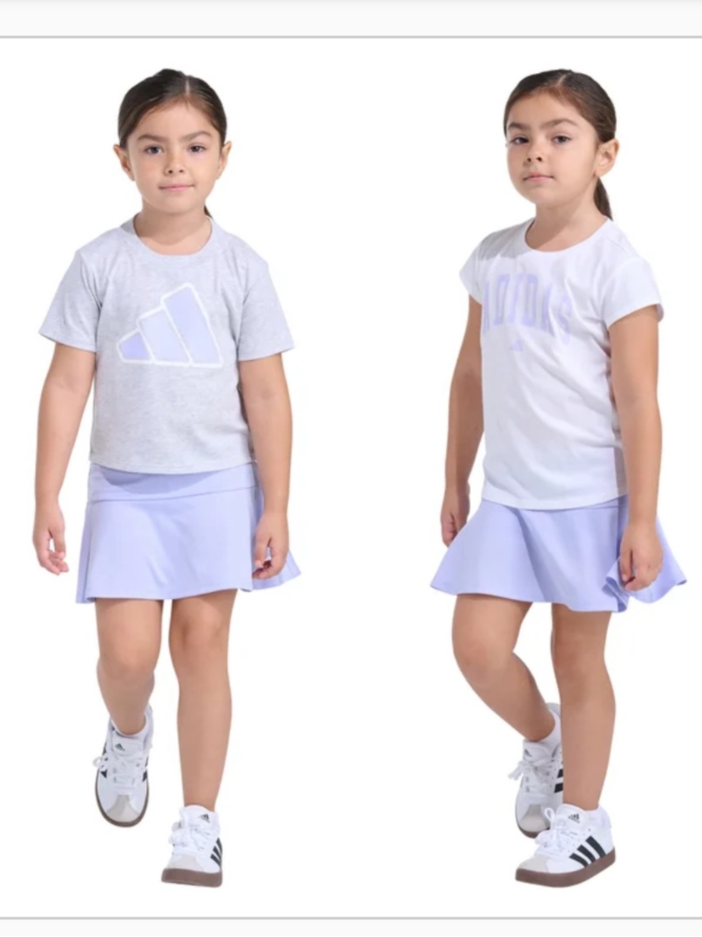 adidas Girls' White & Lilac Active Skort Set